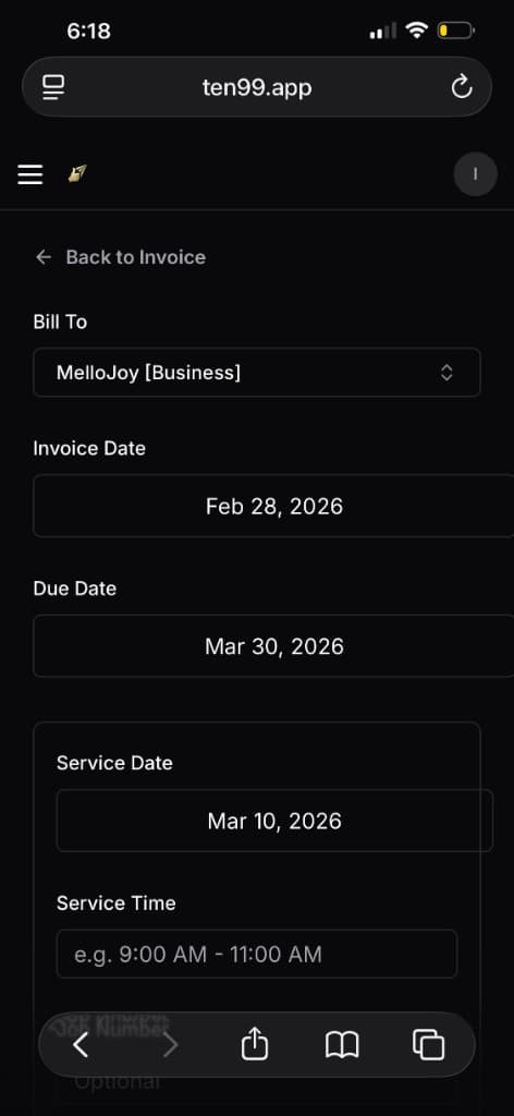 Invoice details form