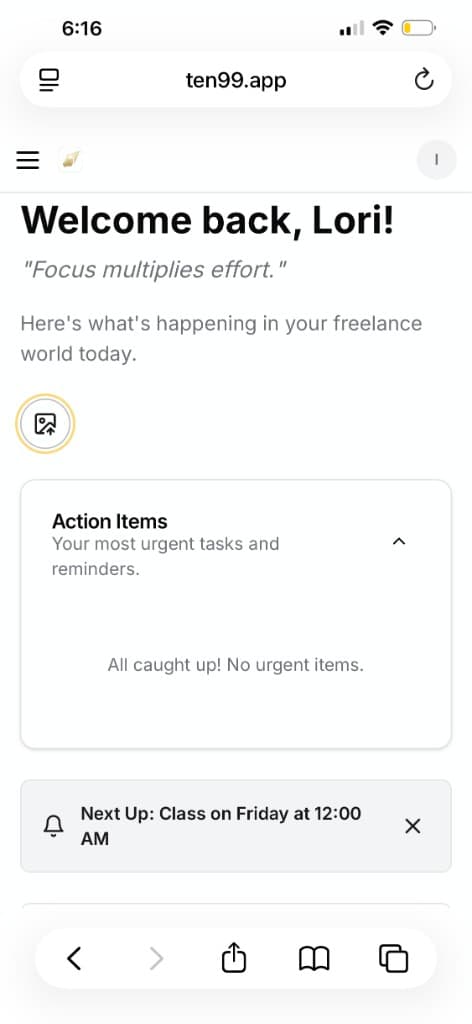 Welcome dashboard with Action Items